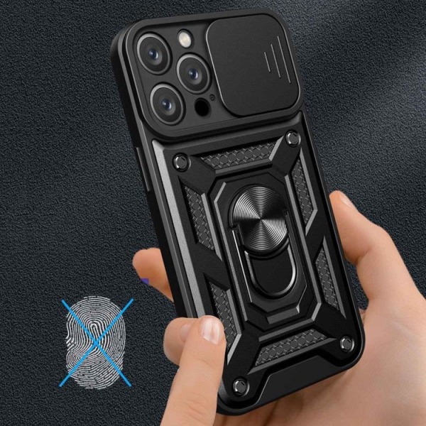 iPhone 14 Pro Skal Kameraskydd Kickstand - Svart