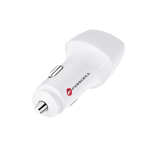 FORCELL billaddare USB-C 3.0 PD20W USB QC3.0 18W 5A vit