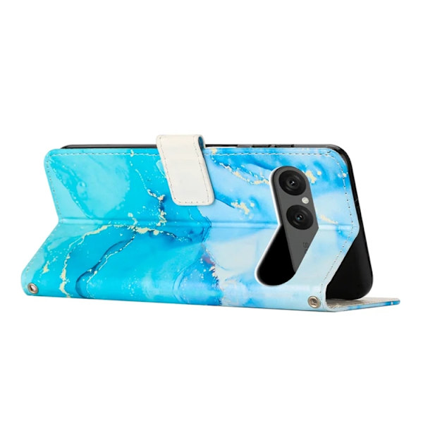 Sony Xperia 10 VII Konstläder Plånboksfodral Marble Pattern - Blå / Grön Blå