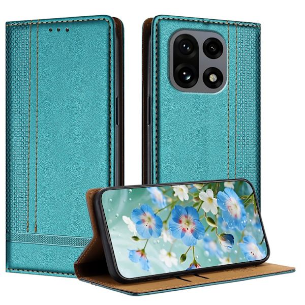 OnePlus 15 Plånboksfodral L-Shaped Grid Pattern Konstläder Grön