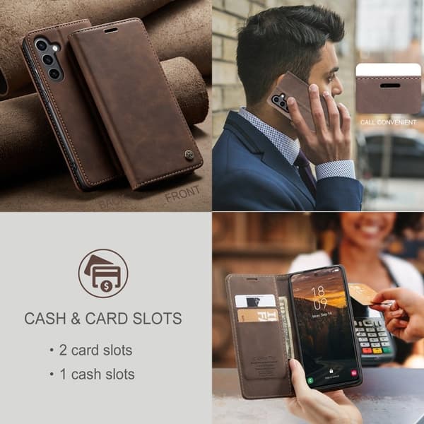 CASEME 013 Plånboksfodral till Samsung Galaxy S25+ Konstläder - Kaffe