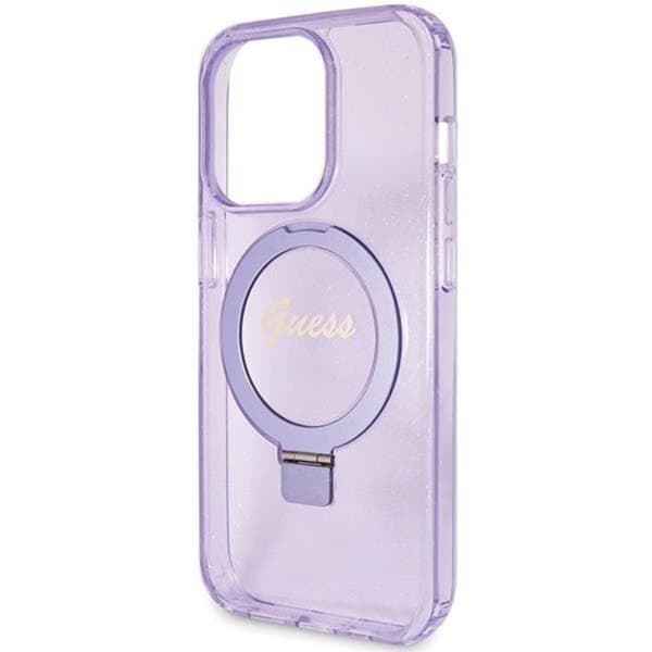 Guess iPhone 15 Pro Max Mobilskal Magsafe Script Glitter Lila