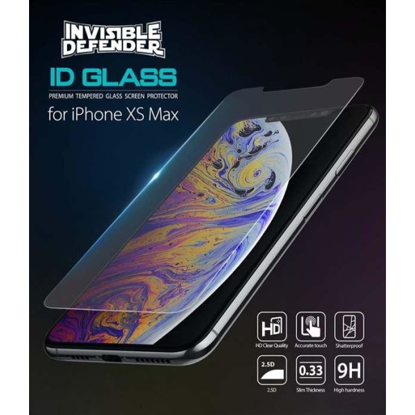 3 X Ringke Härdat Glas Skärmskydd till iPhone XS Max