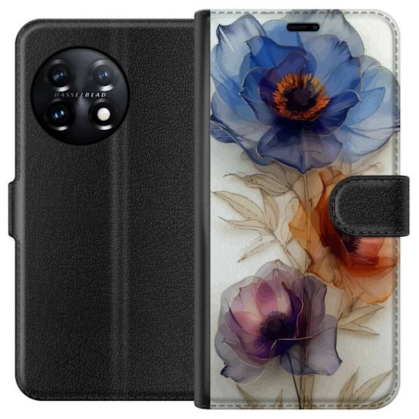Plånboksfodral till OnePlus 11 med Silkesblommor