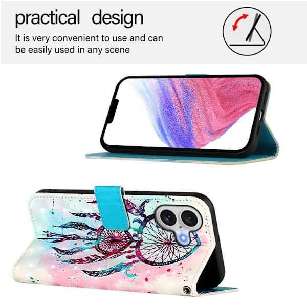 iPhone 17 Plånboksfodral Printing Pattern Med Strap Flerfärgad