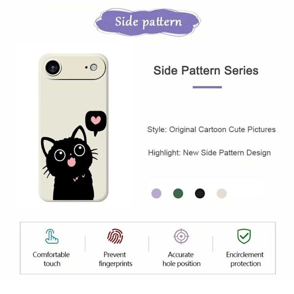 Mobilskal till iPhone Air Love Black Cat Pattern - Beige Beige
