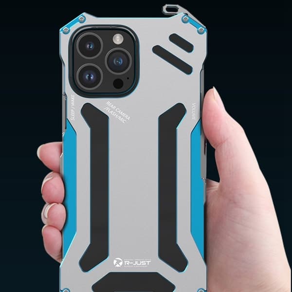 R-JUST Mobilskal till iPhone 14 Plus Metall Anti-Fall Shockproof Blå