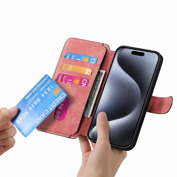 CASENEO iPhone 14 Pro Max Plånboksfodral Konstläder - Rosa