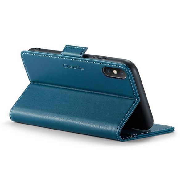 CASEME iPhone XS Max Plånboksfodral Konstläder RFID-Skydd Blå