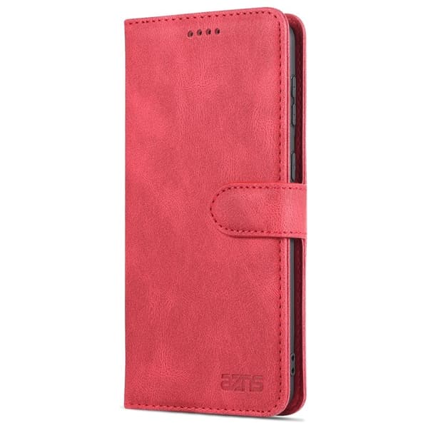 AZNS Samsung Galaxy S21 FE Plånboksfodral Konstläder - Röd