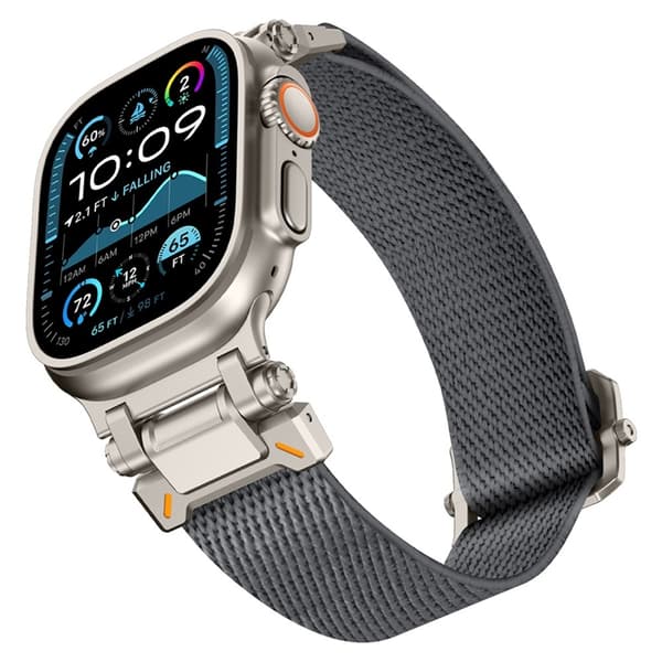 Apple Watch 42/44/45/46/49mm Armband Nylon - Grå Grå