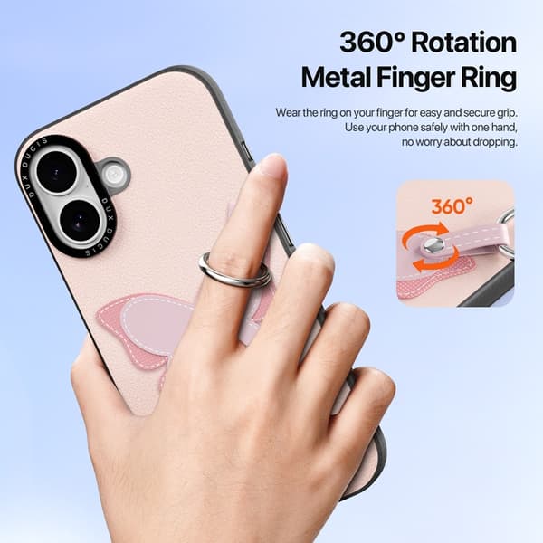 DUX DUCIS Mobilskal till iPhone 17 med Fingerring/Rem Luvy Series Rosa