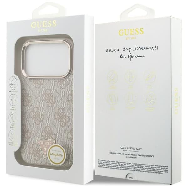 Guess Mobilskal till iPhone 17 Pro MagSafe 4G Triangle Logo - Rosa Guld Rosa