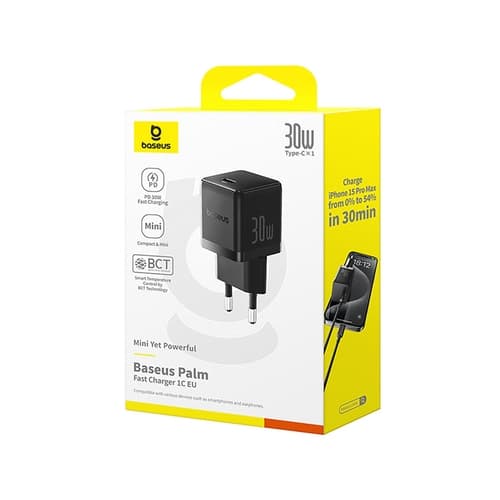 Baseus Snabbladdare USB-C 30W Palm - Svart Svart