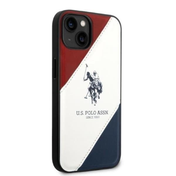 US Polo iPhone 14 Skal Tricolor Embossed - Vit Vit