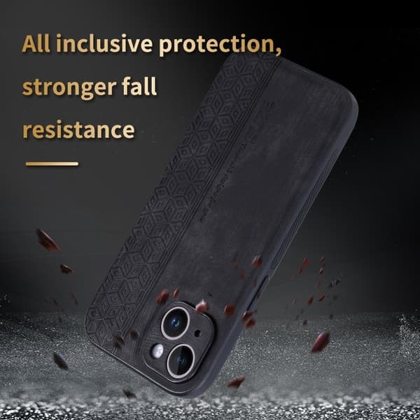 AZNS Mobilskal till iPhone 15 Plus Anti-Scratch PU Läder - Blå