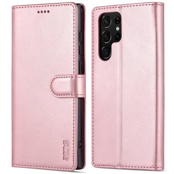 AZNS Samsung Galaxy S22 Ultra Plånboksfodral Konstläder - Roséguld