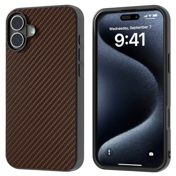 ABEEL Mobilskal till iPhone 16 Plus Hybrid Kolfiber Brun
