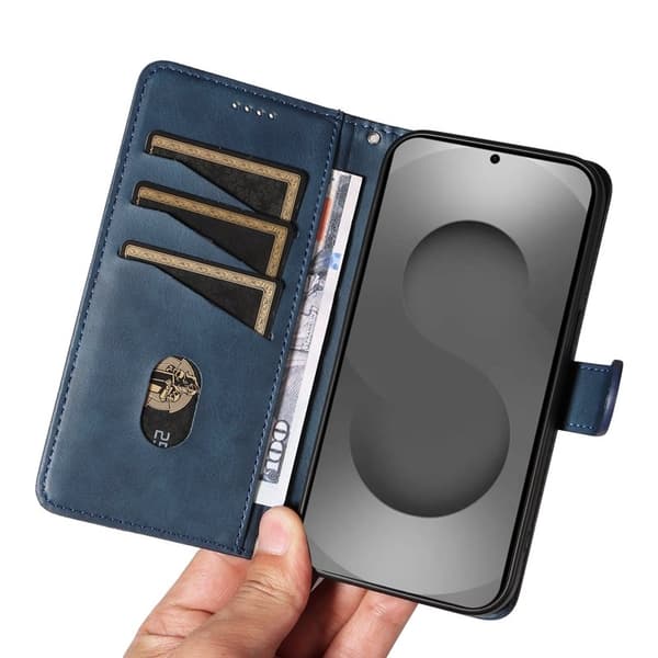 Samsung Galaxy S26 Ultra Plånboksfodral T-formade Linjer Konstläder - Blå