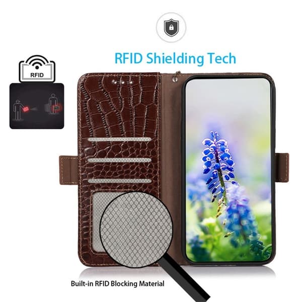 Samsung Galaxy S26 / S26 Pro Plånboksfodral RFID Skydd Äkta Läder - Brun