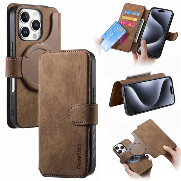 CASENEO iPhone 16 Pro Plånboksfodral Konstläder - Brun