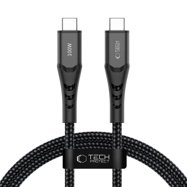 Tech-Protect USB-C till USB-C kabel Ultraboost 1m PD 100W - Svart Svart
