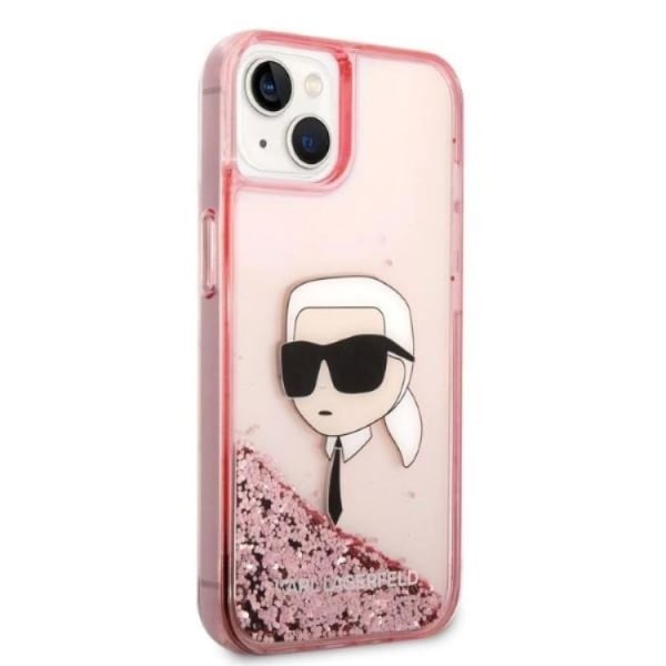 Karl Lagerfeld iPhone 14 Cover Liquid Glitter Head - Pink