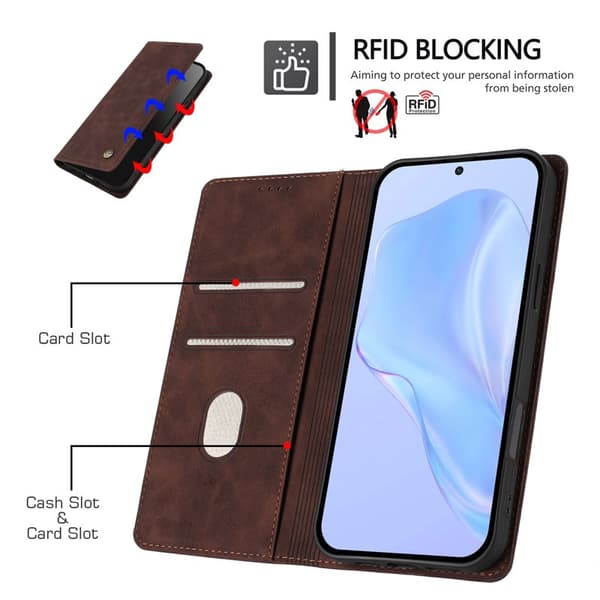 Plånboksfodral för Samsung Galaxy S26 Konstläder RFID - Brun