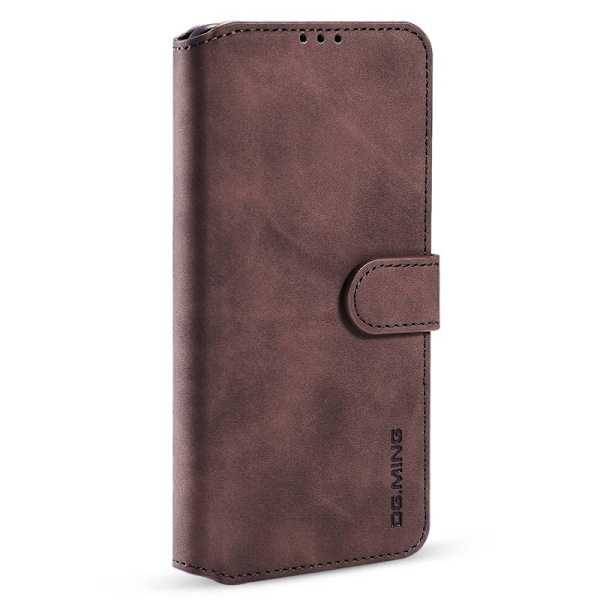 DG.MING iPhone 14 Pro Max Konstläder Plånboksfodral Retro Stil Magnetisk Brun