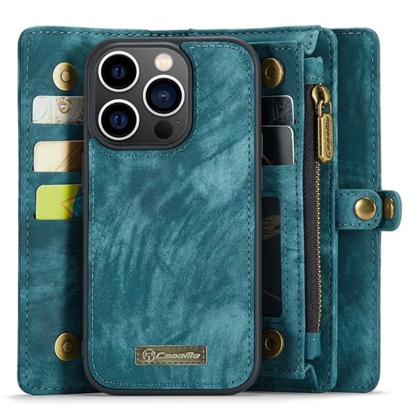 CASEME 008 iPhone 15 Pro Plånboksfodral Konstläder med Blå
