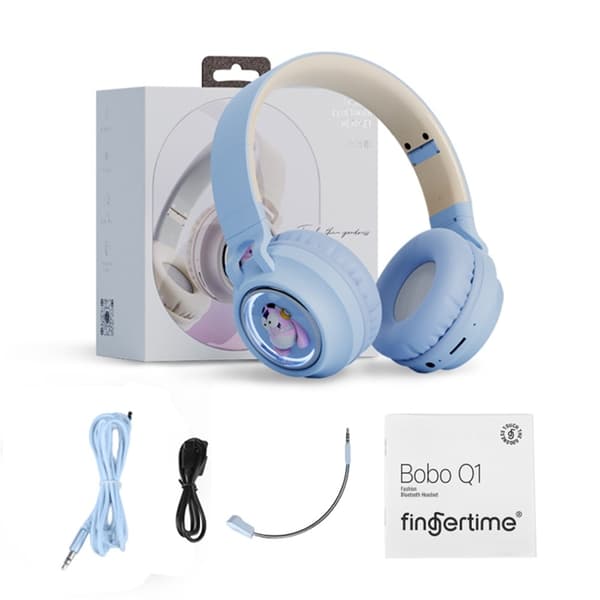 FINGERTIME Over-Ear Hörlurar för Barn Bluetooth BT5.3 Q1 - Blå Blå