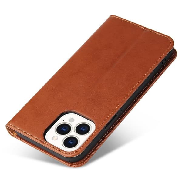 FIERRE SHANN iPhone 15 Pro Plånboksfodral - Magnetiskt Konstläder - Brun