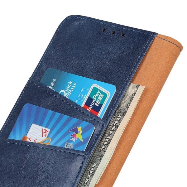 Sony Xperia 5 IV tegnebog etui ægte læder Crazy Horse - blå