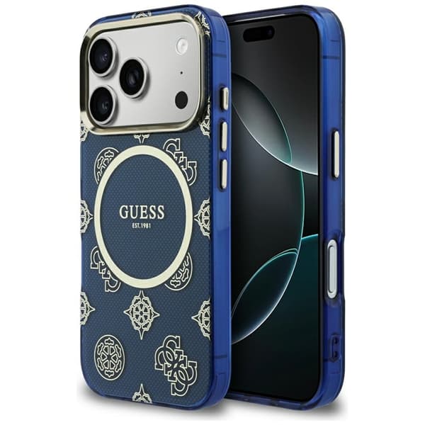 Guess Mobilskal För iPhone 17 Pro MagSafe IML Peony Dot - Blå Blå