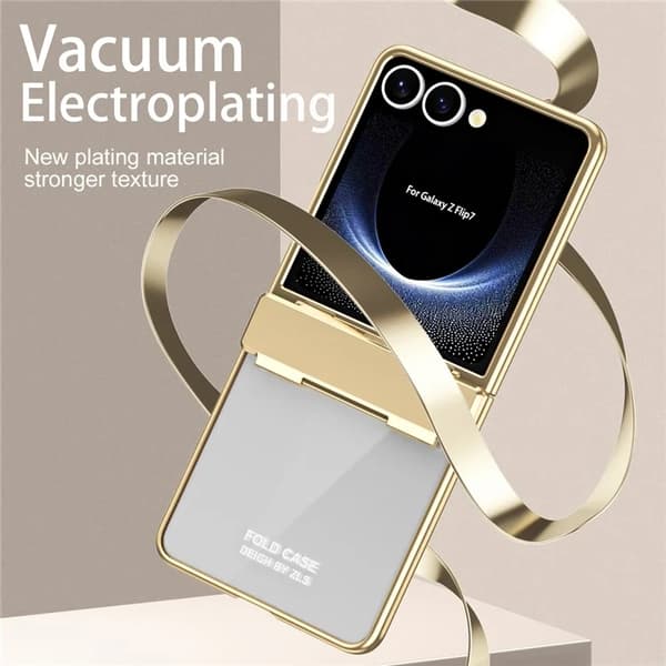 Mobilskal till Galaxy Z Flip7 Electroplating PC Folding - Guld Guld