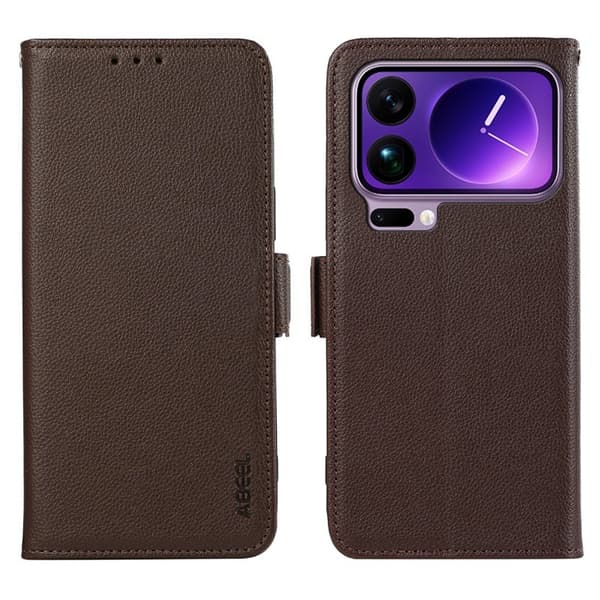 ABEEL Mobilskal till Xiaomi 17 Pro Max KonstLäder RFID-Skydd Brun