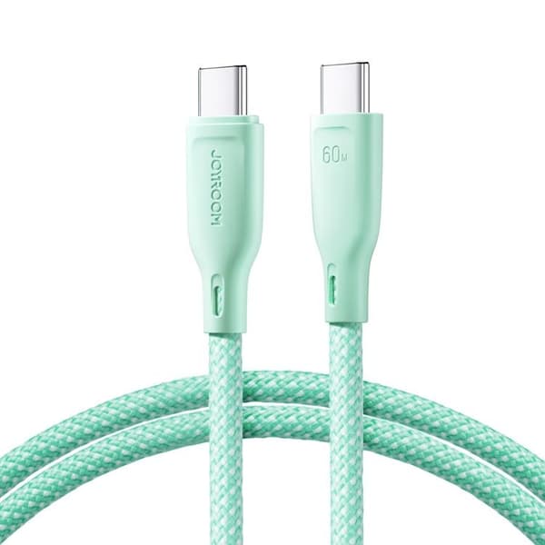 Joyroom USB-C - USB-C -kaapeli 60W 1m monivärinen - Vihreä Grön