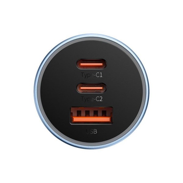 Baseus Golden Contactor Pro USB-A Billaddare + 2x USB-C 65W - Bl