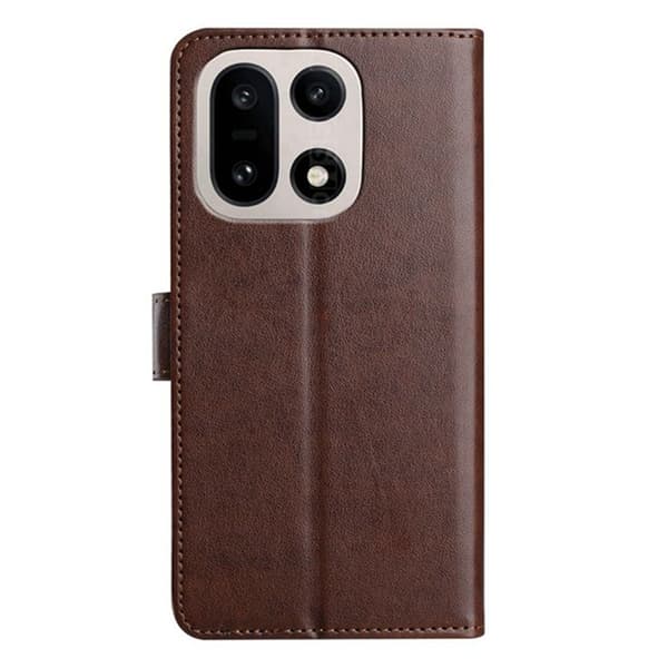 OnePlus 15 5G Plånboksfodral Folio Flip Konstläder Brun