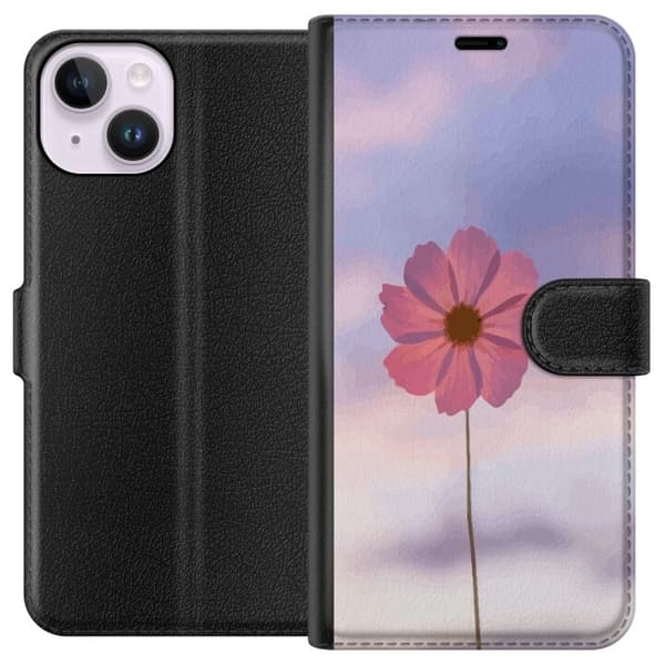 Plånboksfodral till Apple iPhone 15 med Rosa blomma
