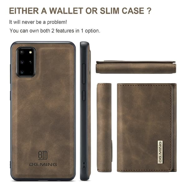 DG.MING Magnetisk Plånboksfodral för Samsung Galaxy S20 Plus - Brun