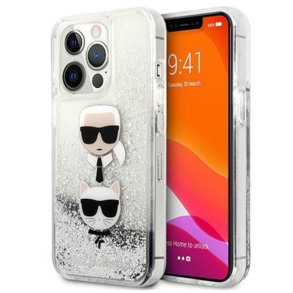 Karl Lagerfeld iPhone 13 Pro/13 Skal Liquid Glitter Head - Silve