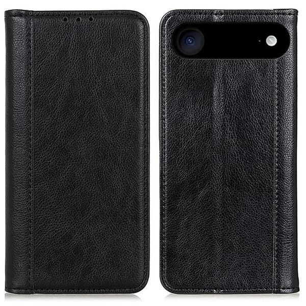 iPhone Air Plånboksfodral Äkta Läder Litchi - Svart Svart