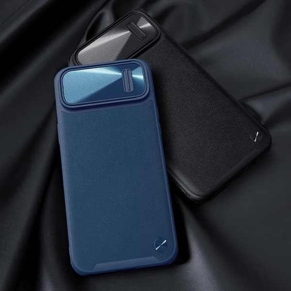 Nillkin iPhone 14 Plus -kotelo CamShield Läder S - Musta Black