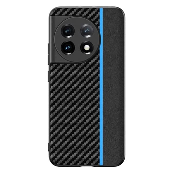 Mobilskal till OnePlus 11 5G Carbon Fiber PU-Läder - Blå