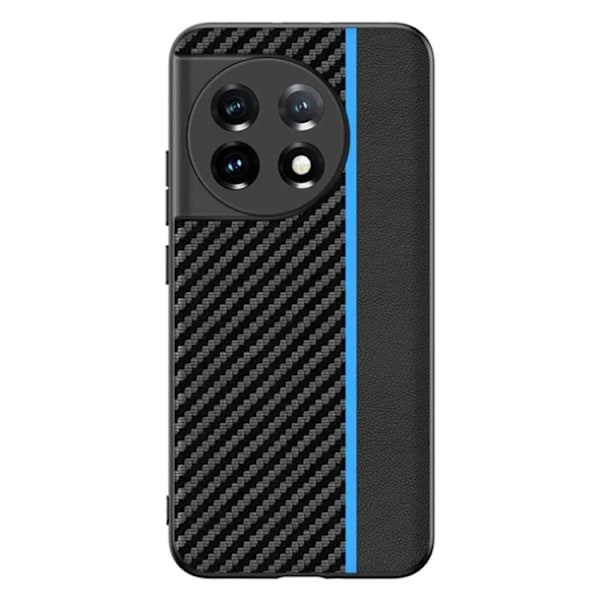 OnePlus 11 5G Mobilskal Carbon Fiber PU-Läder - Blå
