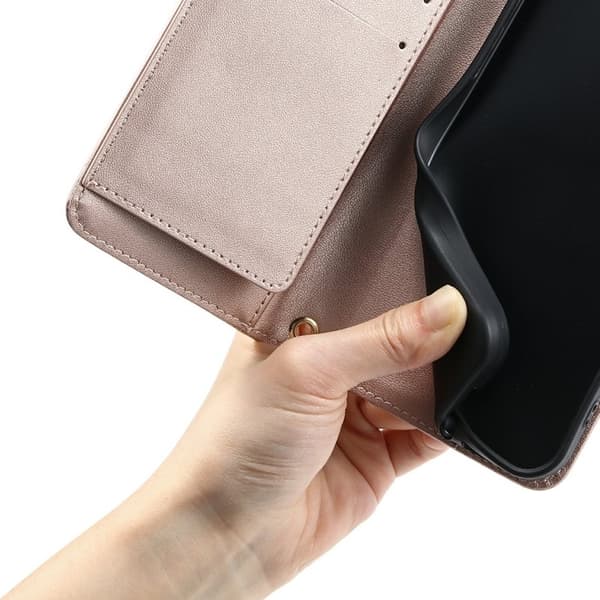 Samsung Galaxy A55 5G Plånboksfodral Konstläder Ring Spänne Ställ - Roséguld