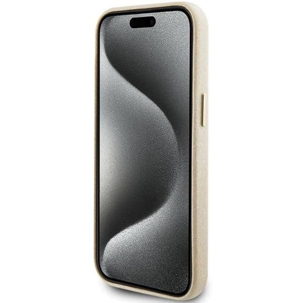 Guess iPhone 15 Mobilskal Glitter Glossy Script - Guld Guld