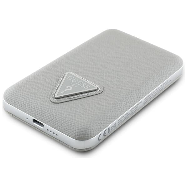 Guess MagSafe Trådlös Power Bank 5000mAh 15W USB-C Grained Triangle Inductive Beige