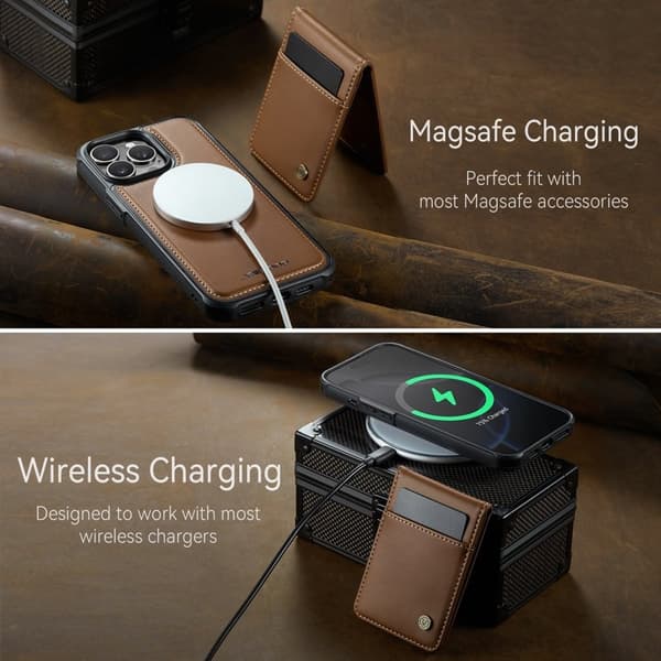 JEEHOOD J06 Mobilskal till iPhone 14 Pro Max MagSafe RFID Skydd Brun
